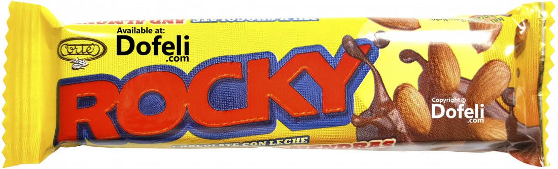 Rocky Dominican milk chocolate bar with almonds, crafted by Cortés Hermanos with authentic cacao from Dominican Republic.